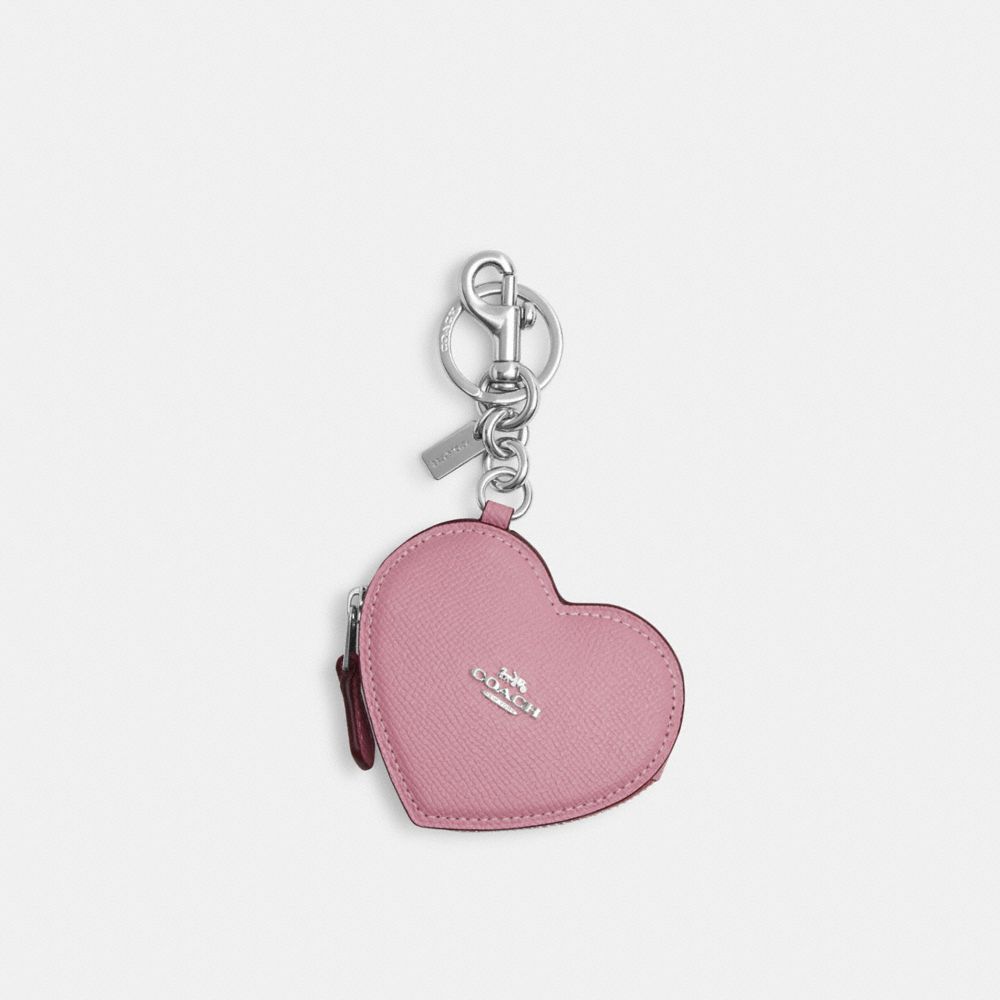 COACH CP368 Heart Bag Charm SILVER/TULIP