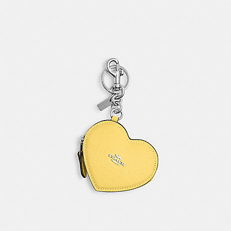 COACH CP368 Heart Bag Charm Silver/Retro Yellow