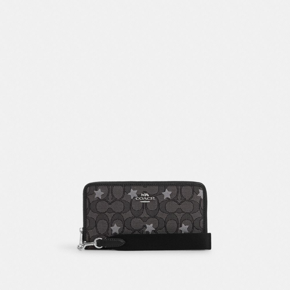 Dempsey Large Phone Wallet In Signature Jacquard With Star Embroidery - CP414 - Silver/Smoke/Black Multi