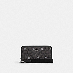 Dempsey Large Phone Wallet In Signature Jacquard With Star Embroidery - CP414 - Silver/Smoke/Black Multi