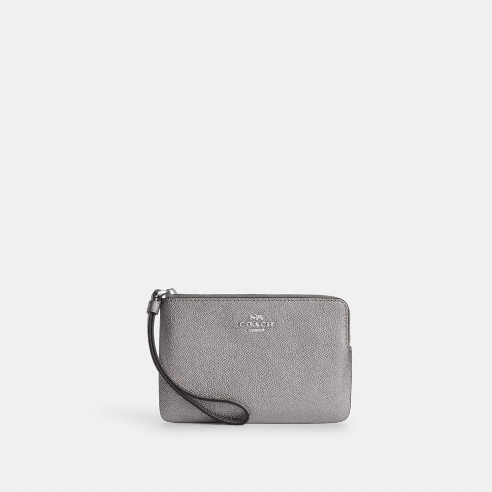 Corner Zip Wristlet - CP439 - Silver/Metallic Ash