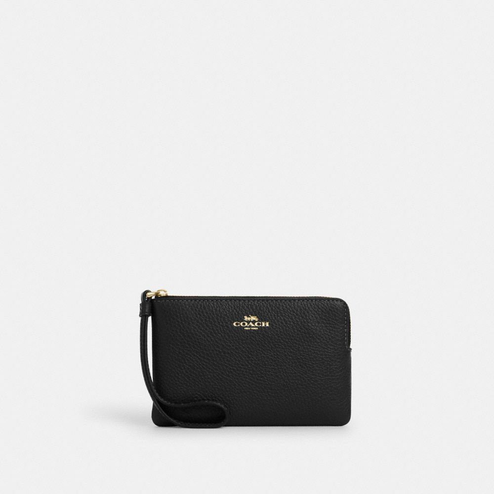 COACH CP483 Corner Zip Wristlet Gold/Black