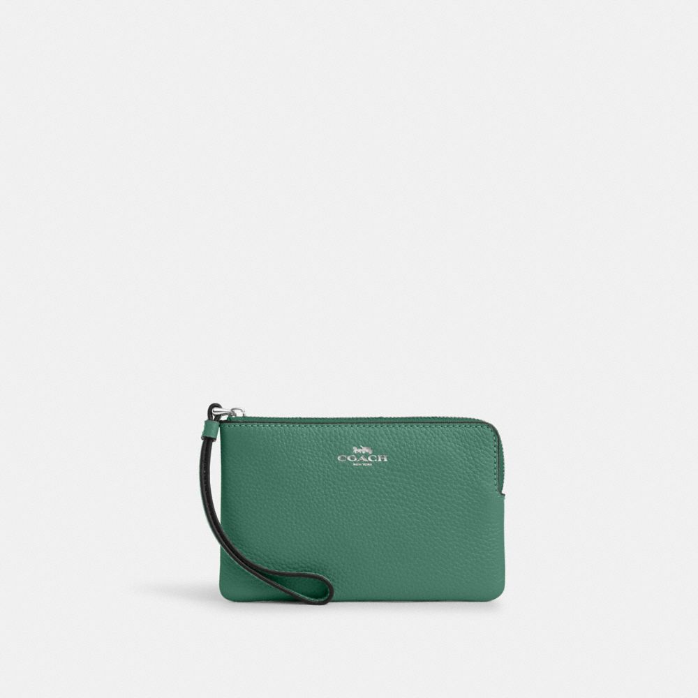 Corner Zip Wristlet - CP483 - Silver/Bright Green