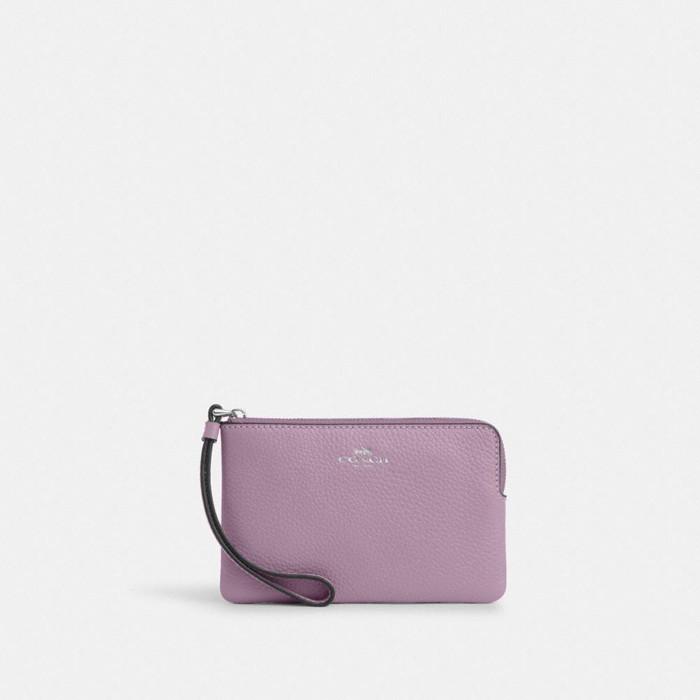 COACH CP483 Corner Zip Wristlet SILVER/JASMINE