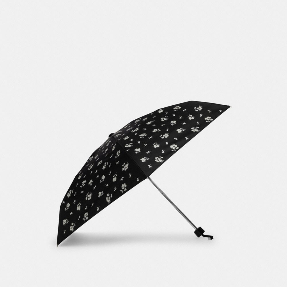 COACH CP501 Mini Umbrella In Signature Floral Print Gold/Black Multi