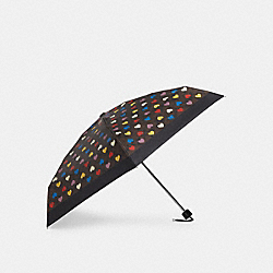 Mini Umbrella In Signature Heart Print - CP502 - Silver/Brown Black Multi
