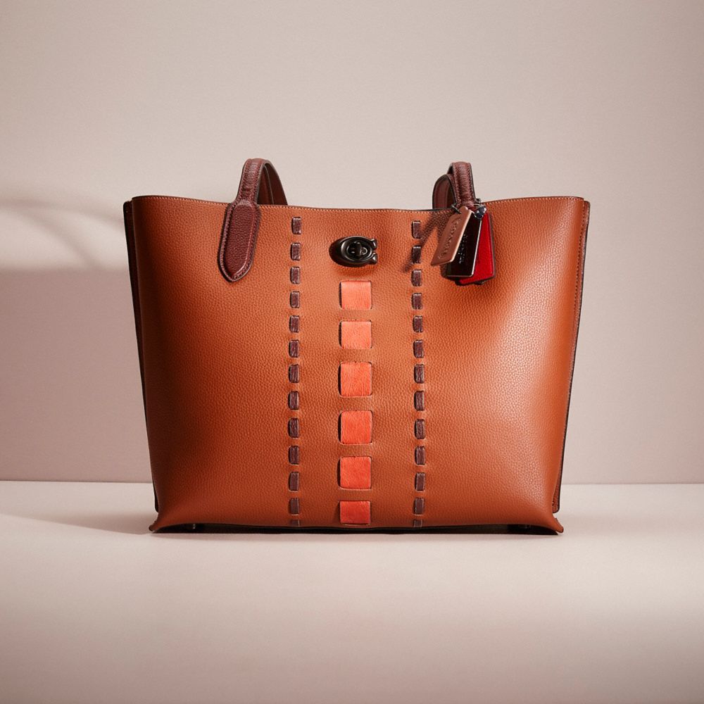 CP638 - Upcrafted Willow Tote In Colorblock With Signature Canvas Interior Pewter/1941 Saddle Multi
