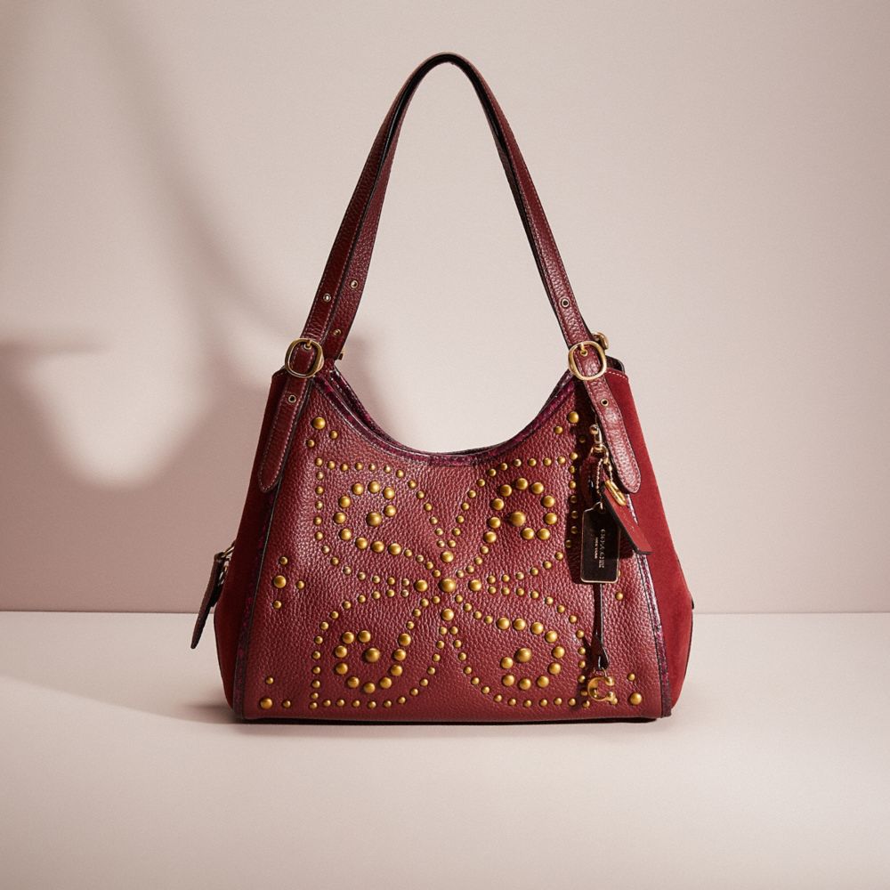 CP646 - Upcrafted Lori Shoulder Bag With Snakeskin Detail Brass/Wine