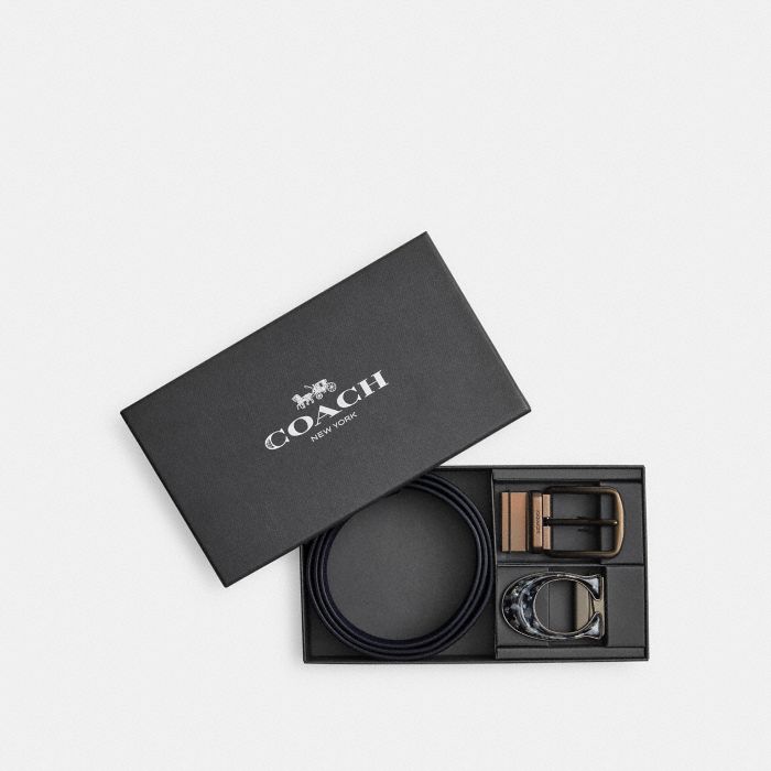 BOXED HARNESS AND SIGNATURE BUCKLE CUT-TO-SIZE REVERSIBLE BELT, 38MM