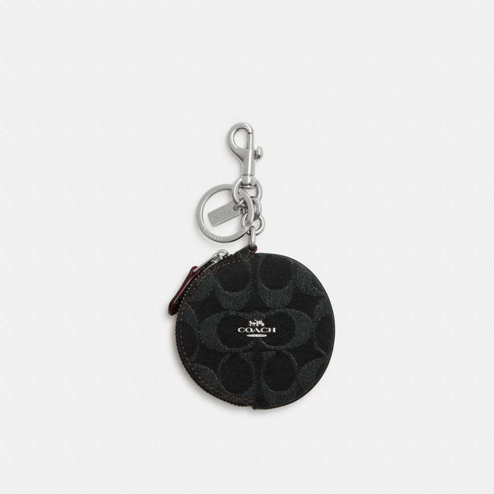 Circular Coin Pouch In Signature Denim - CP887 - Silver/Black