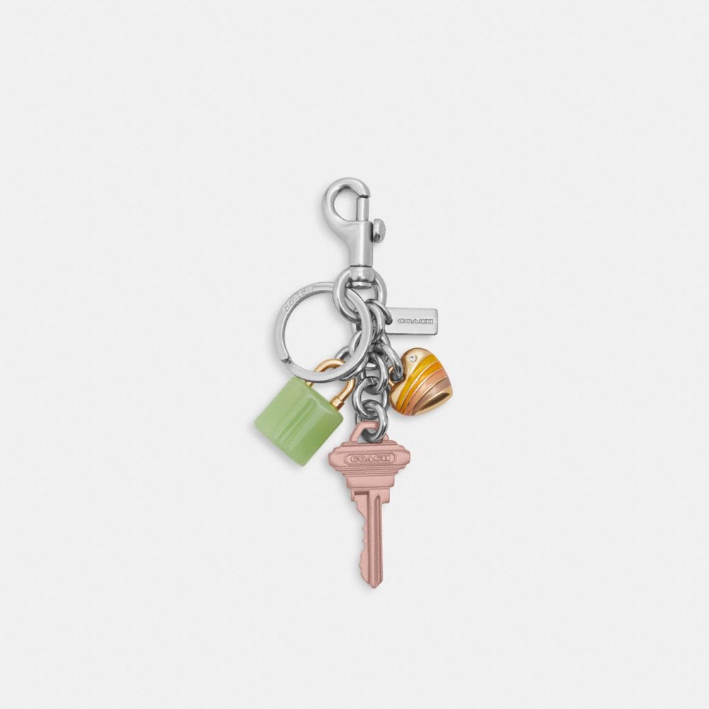 Key Cluster Bag Charm - CP891 - Silver/Pink Multi