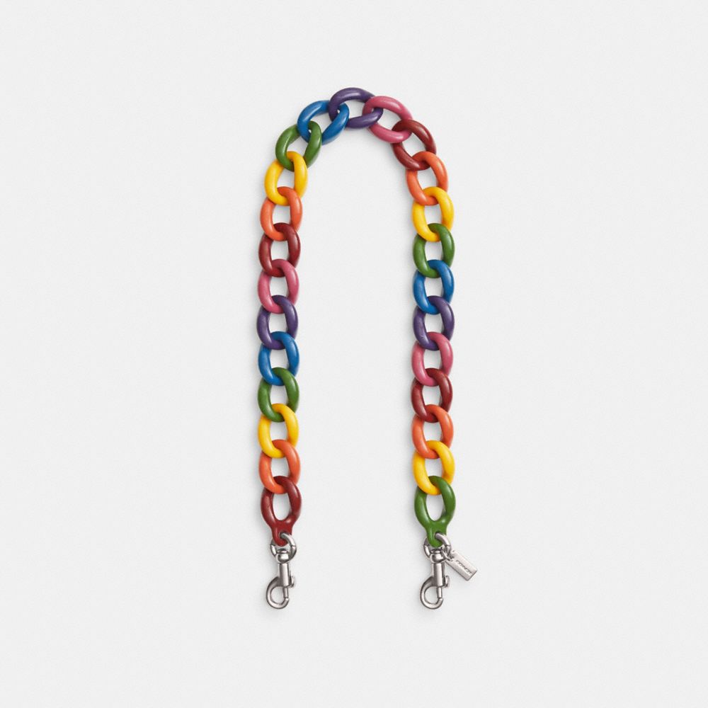 COACH CP895 Chain Shoulder Strap In Rainbow SILVER