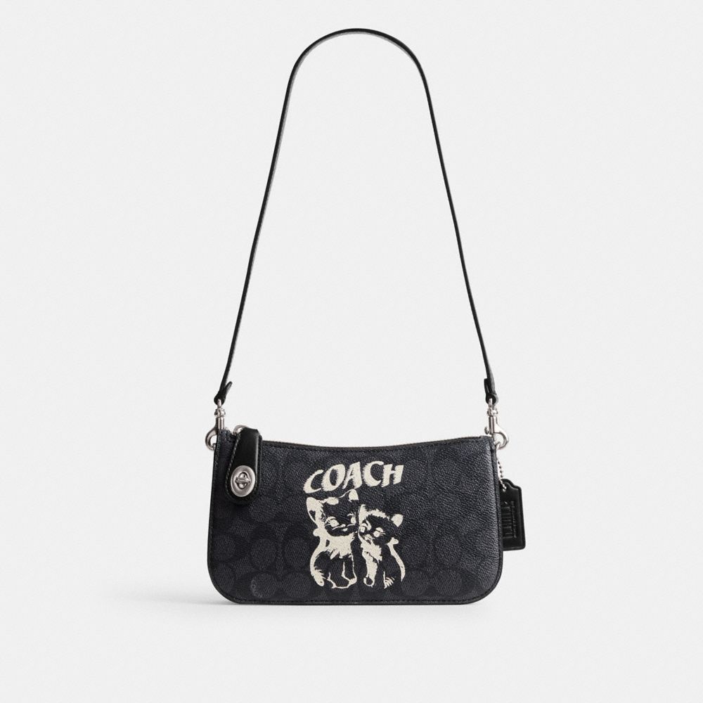 COACH CP956 The Lil Nas X Drop Penn Shoulder Bag In Signature Canvas SILVER/SILVER/KITTEN LOCKUP BLACK