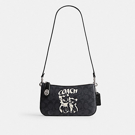 COACH CP956 The Lil Nas X Drop Penn Shoulder Bag In Signature Canvas Silver/Silver/Kitten-Lockup-Black