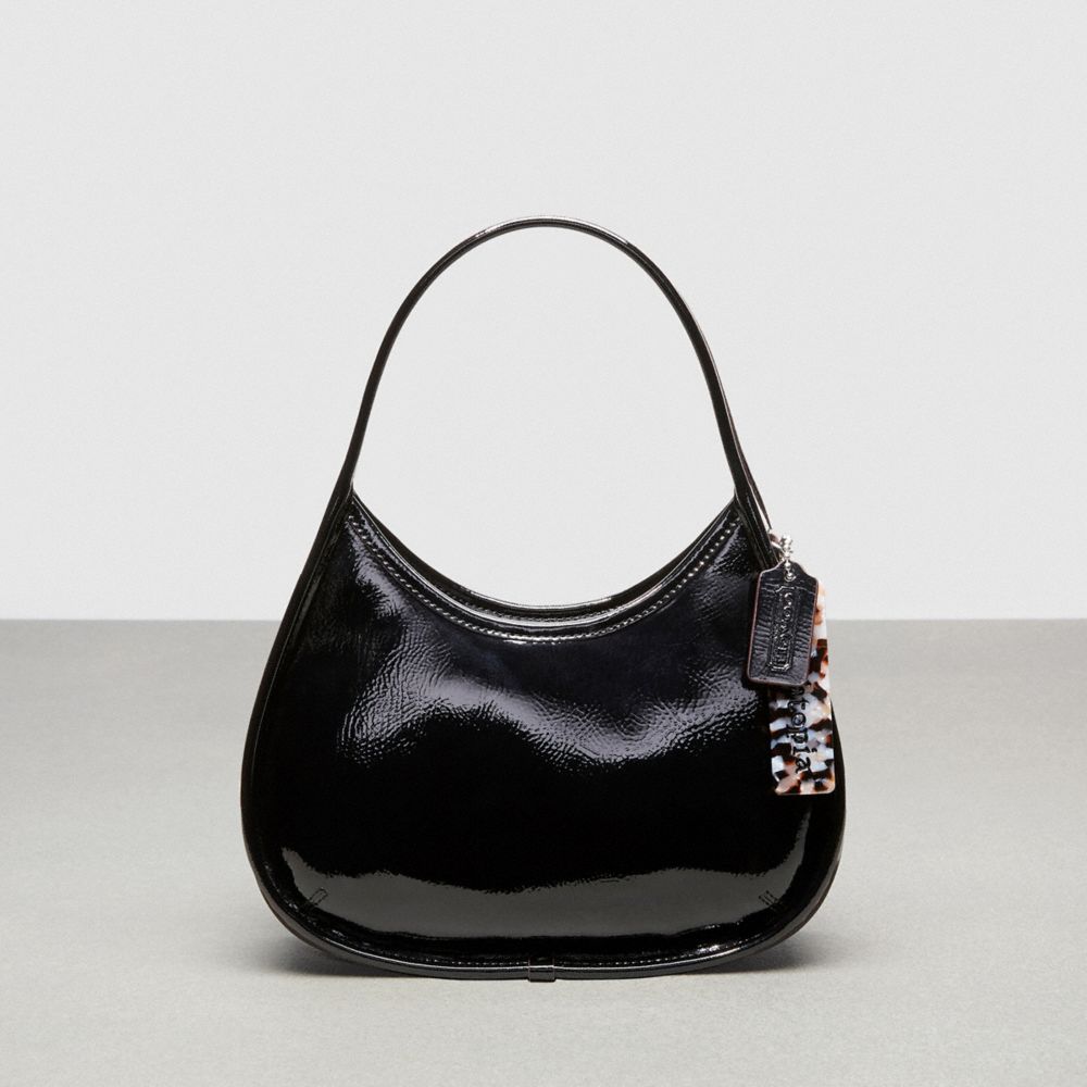 COACH CQ003 Ergo Bag In Crinkle Patent Coachtopia Leather Black