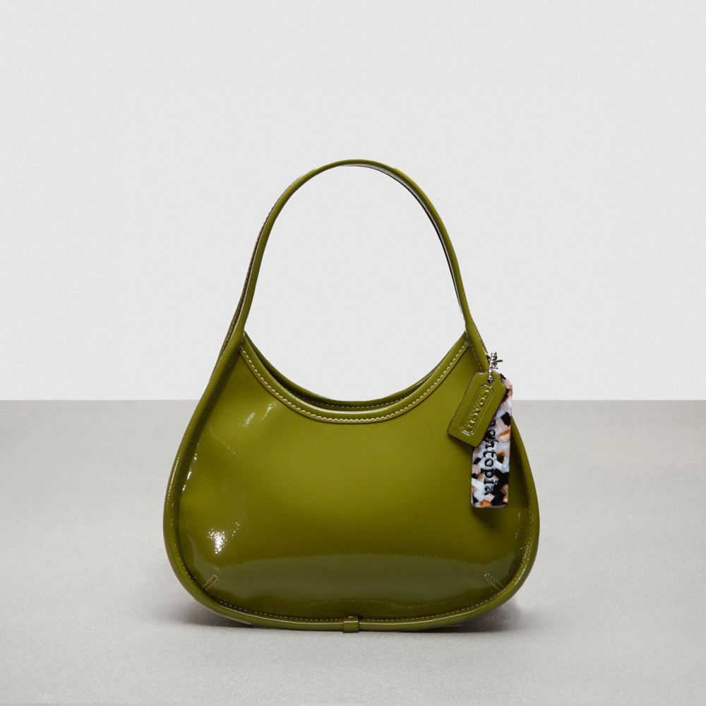 COACH CQ003 Ergo Bag In Crinkle Patent Coachtopia Leather Olive Green