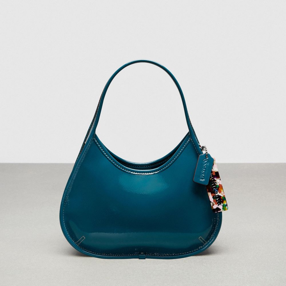 COACH CQ003 Ergo Bag In Crinkle Patent Coachtopia Leather Deep Turquoise