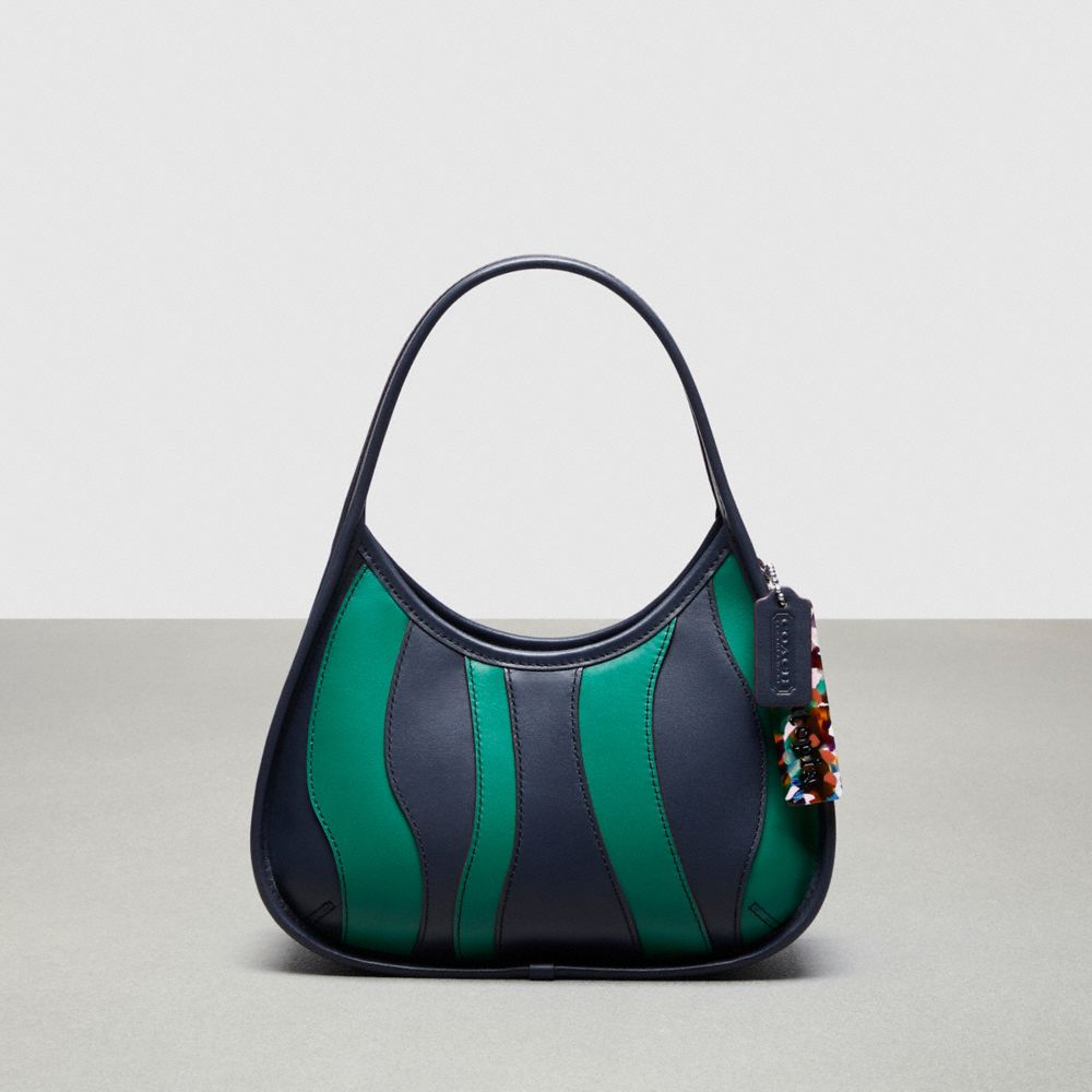 Ergo Bag In Wavy Stripe Upcrafted Leather - CQ004 - Midnight Navy/Green