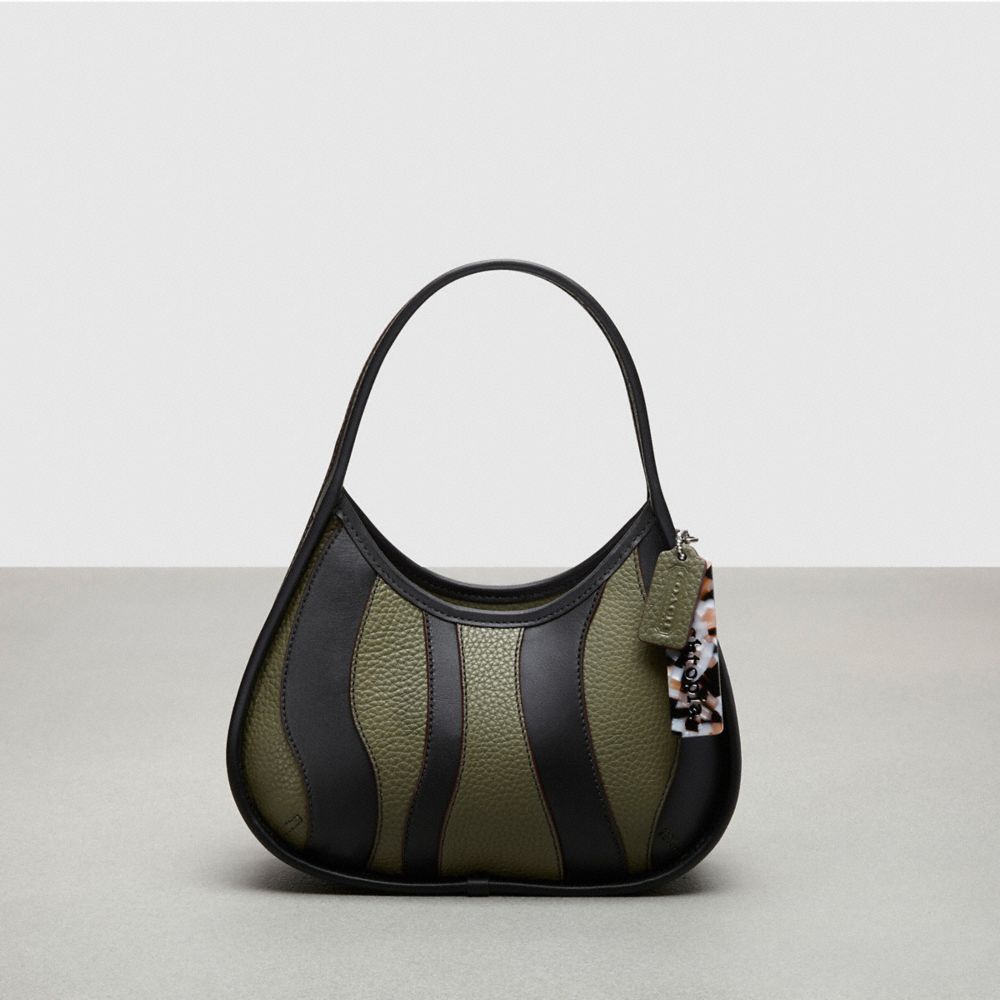 Ergo Bag In Wavy Stripe Upcrafted Leather - CQ004 - Black/Army Green