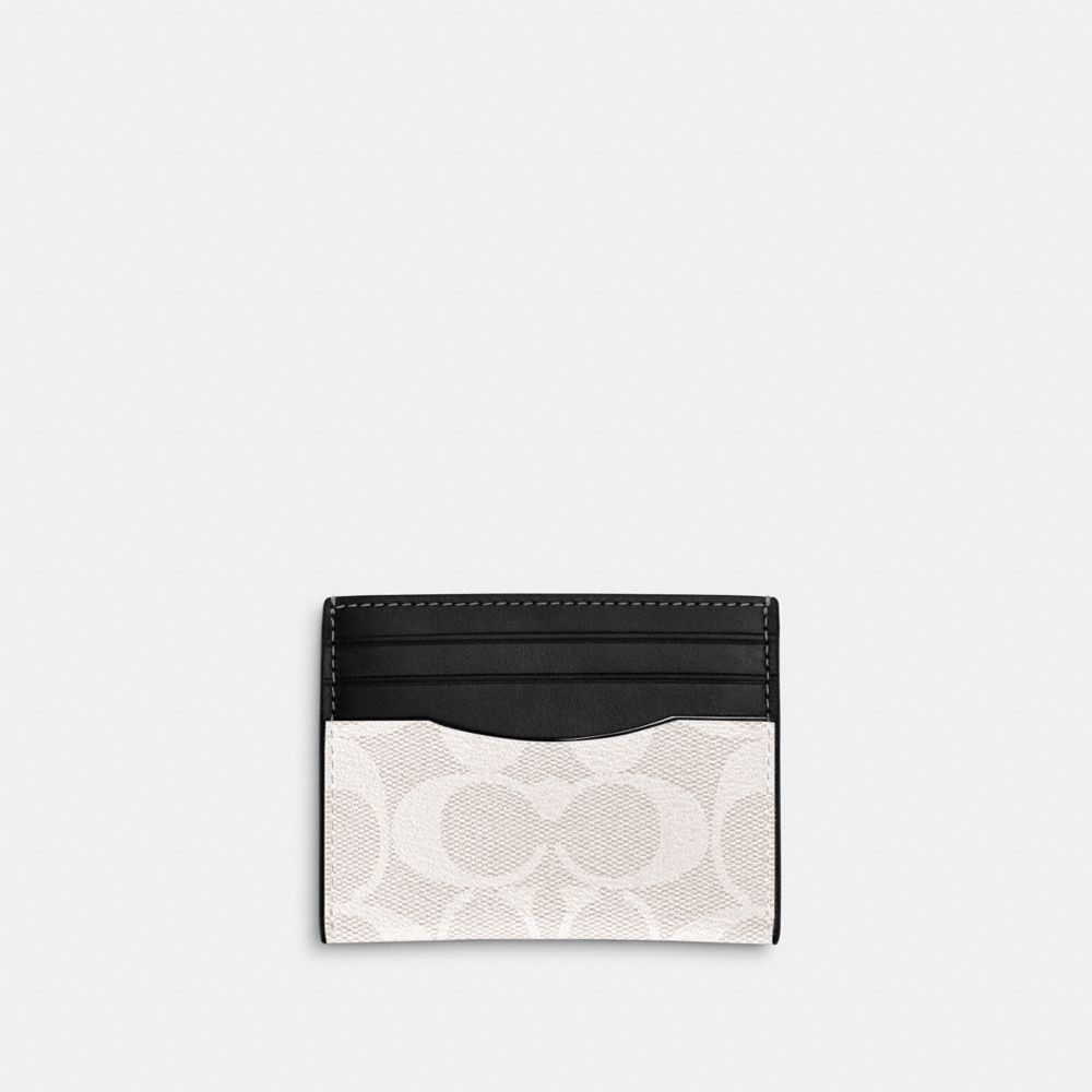 COACH CQ031 Slim Id Card Case In Signature Canvas Gunmetal/Chalk/Black Multi