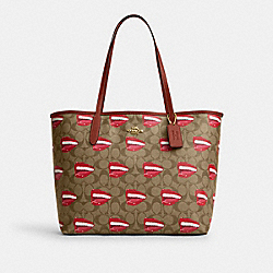 COACH CQ032 Coach X Tom Wesselmann City Tote In Signature Canvas GOLD/KHAKI/TERRACOTTA MULTI