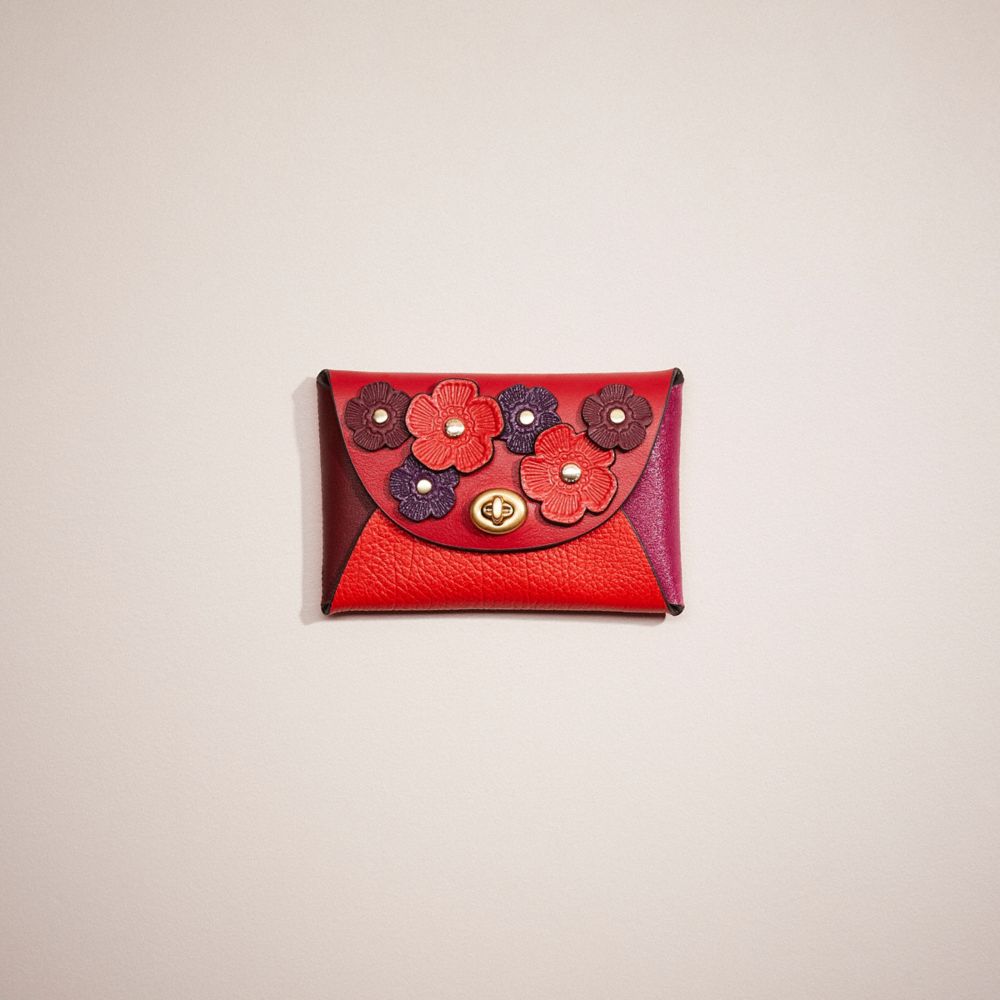 COACH CQ050 Remade Medium Pouch With Tea Rose Applique Red Multi