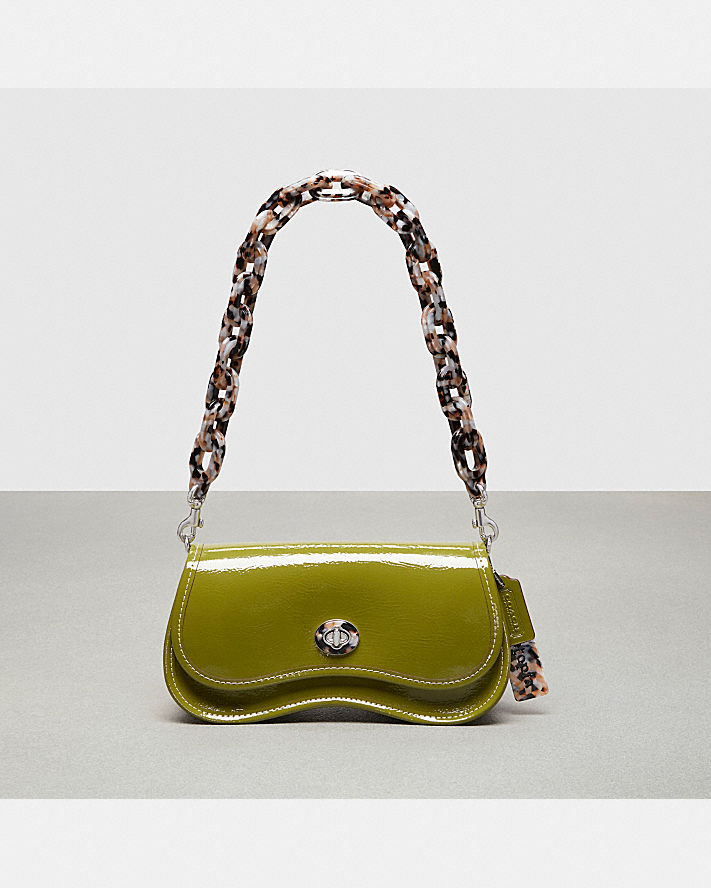 WAVY DINKY BAG WITH CROSSBODY STRAP IN CRINKLED PATENT COACHTOPIA LEATHER