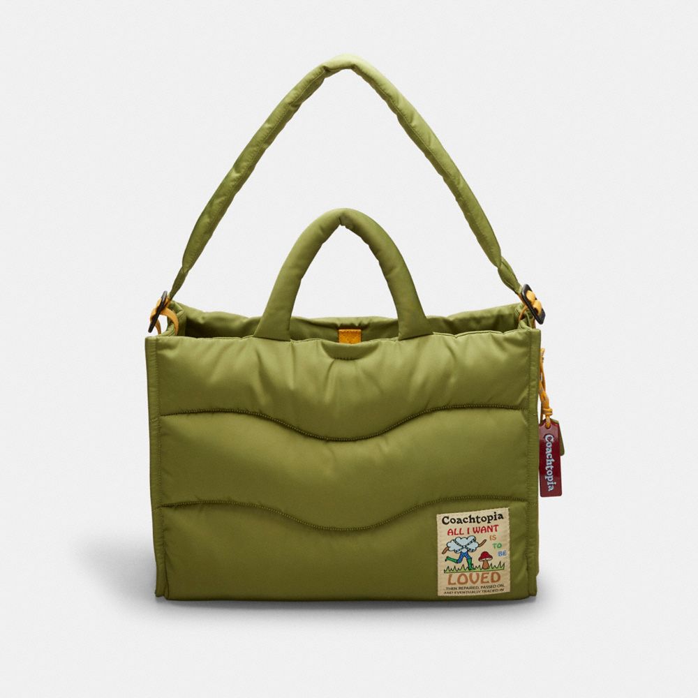 COACH CQ057 Coachtopia Loop Quilted Wavy Tote OLIVE GREEN