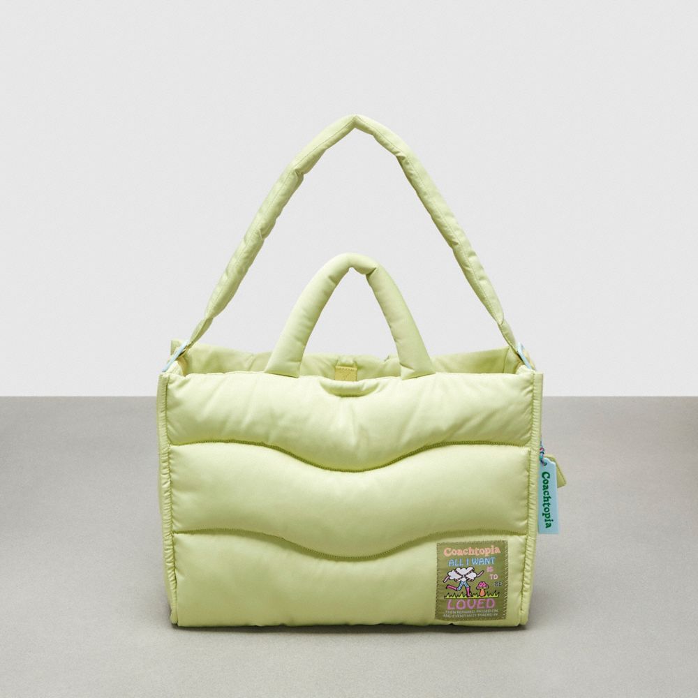 COACH CQ057 Coachtopia Loop Quilted Wavy Tote Pale Lime