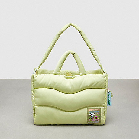 COACH CQ057 Coachtopia Loop Quilted Wavy Tote Pale-Lime