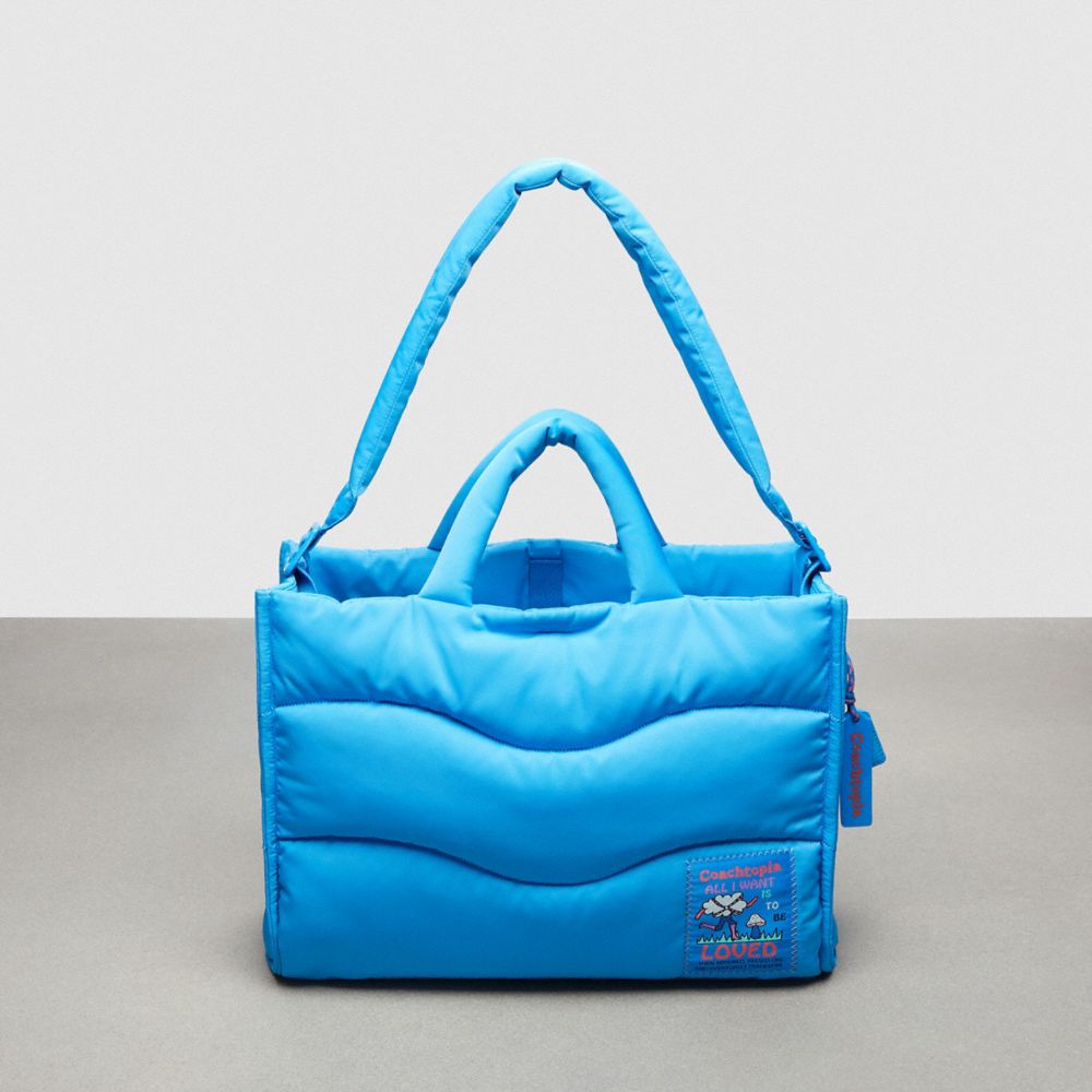 COACH CQ057 Coachtopia Loop Tote With Wavy Quilting SURF BLUE