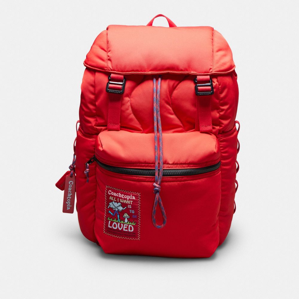 Coachtopia Loop Wavy Backpack In Recycled Polyester - CQ058 - Rosebud Red