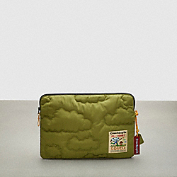 COACH CQ059 Coachtopia Loop Quilted Cloud Laptop Sleeve OLIVE GREEN