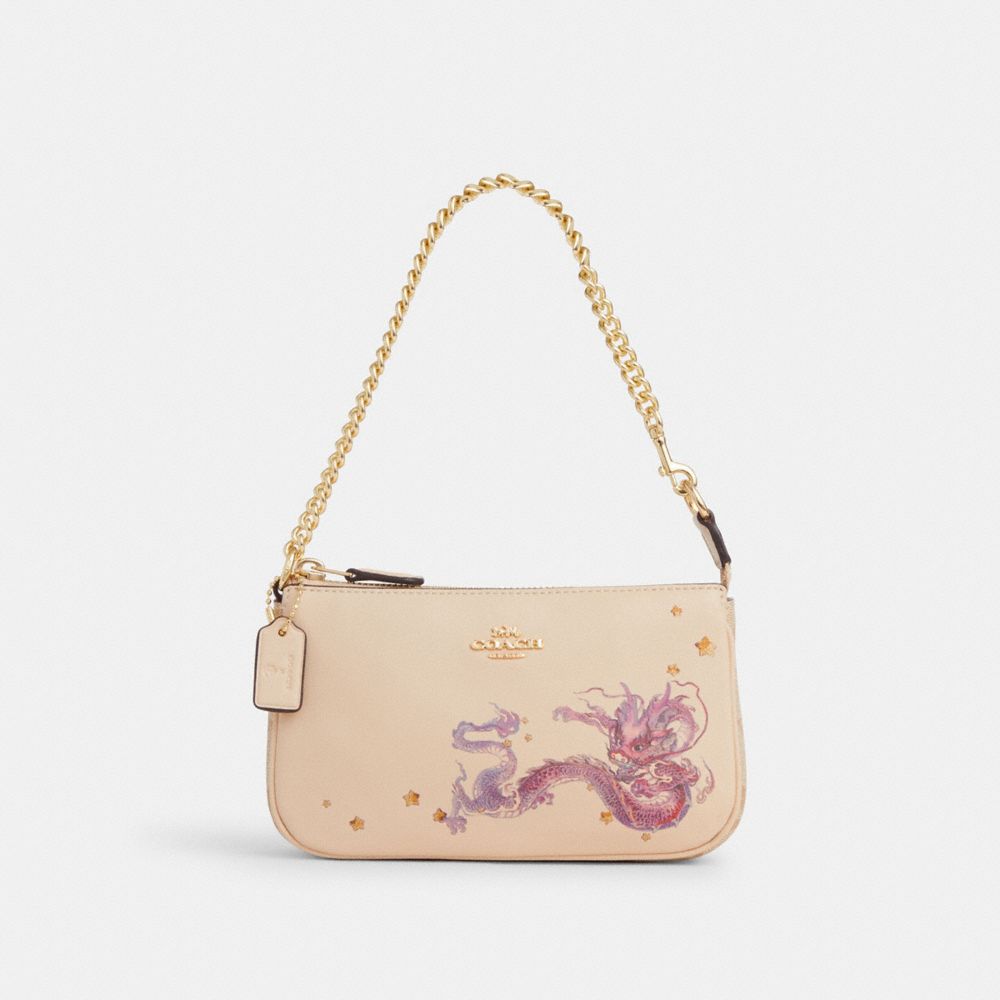 COACH CQ072 New Year Nolita 19 With Chain With Signature Canvas And Dragon GOLD/LIGHT KHAKI/IVORY MULTI