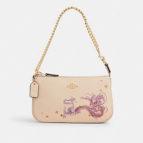 COACH CQ072 New Year Nolita 19 With Chain With Signature Canvas And Dragon Gold/Light-Khaki/Ivory-Multi