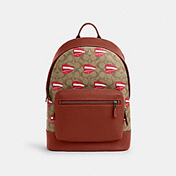 COACH CQ084 Coach X Tom Wesselmann West Backpack In Signature Canvas BLACK ANTIQUE NICKEL/KHAKI/TERRACOTTA MULTI