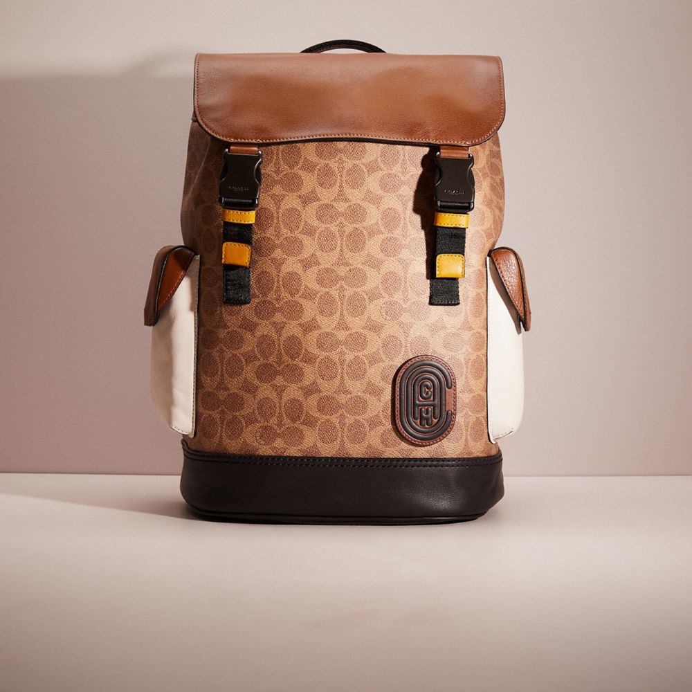 CQ158 - Restored Rivington Backpack In Signature Canvas Black Copper/Khaki/Brown Multi