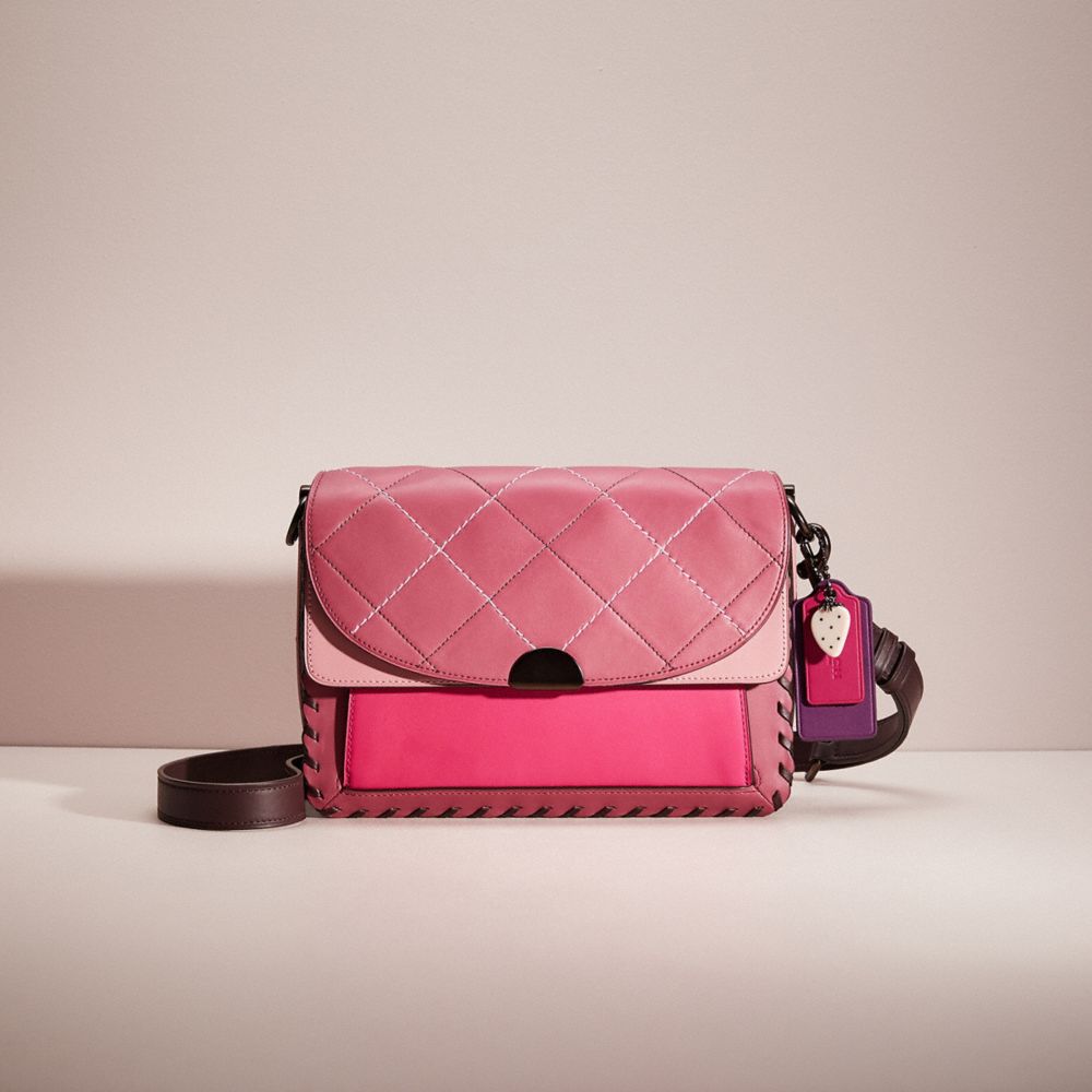 CQ336 - Upcrafted Dreamer Shoulder Bag In Colorblock With Whipstitch True Pink Multi/Pewter