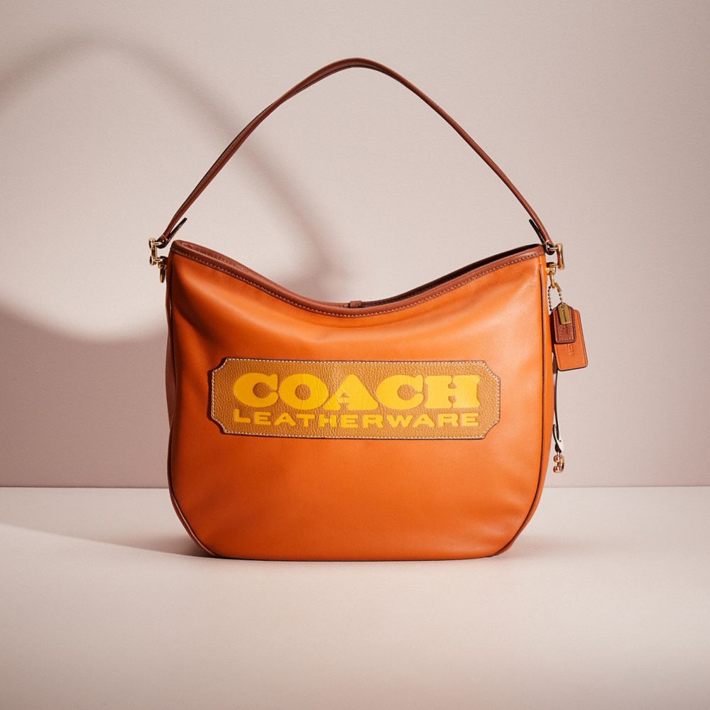 COACH CQ394 Upcrafted Soft Tabby Hobo In Colorblock Brass/Canyon Multi