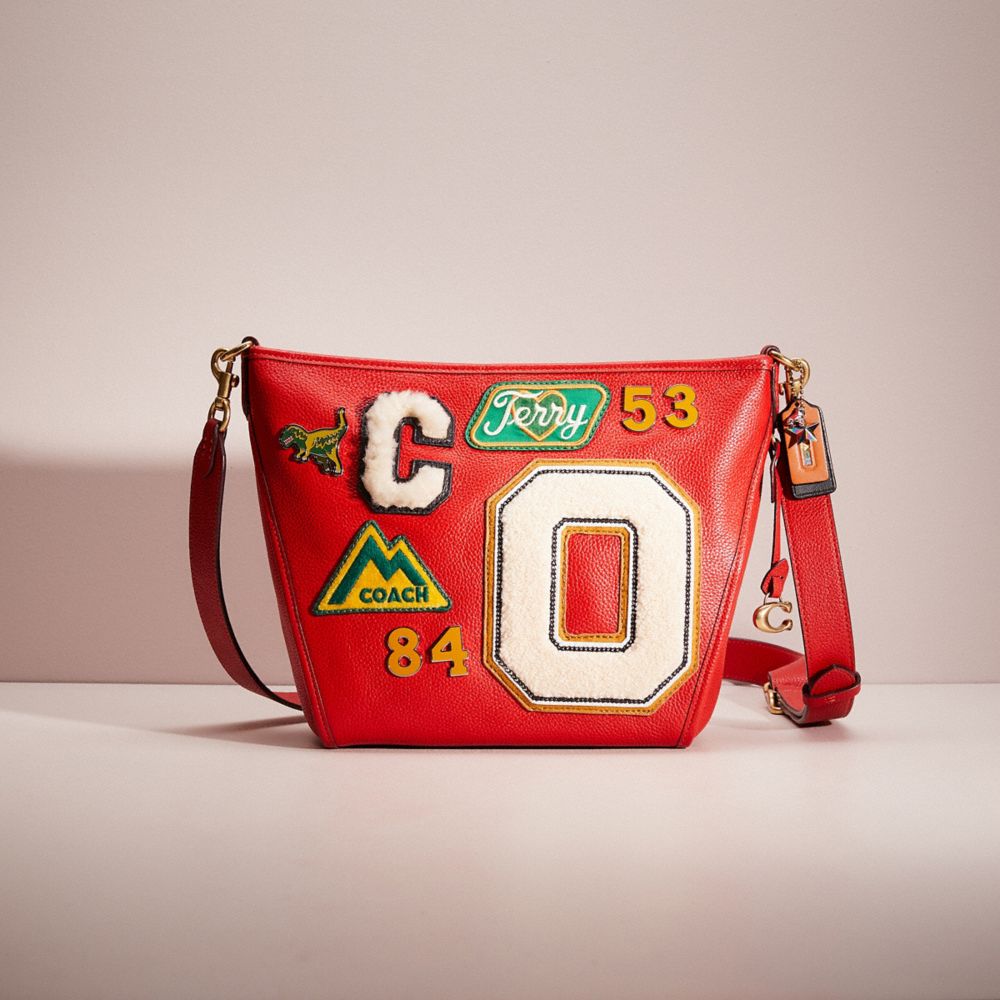 COACH CQ435 Upcrafted Small Dufflette Brass/Sport Red