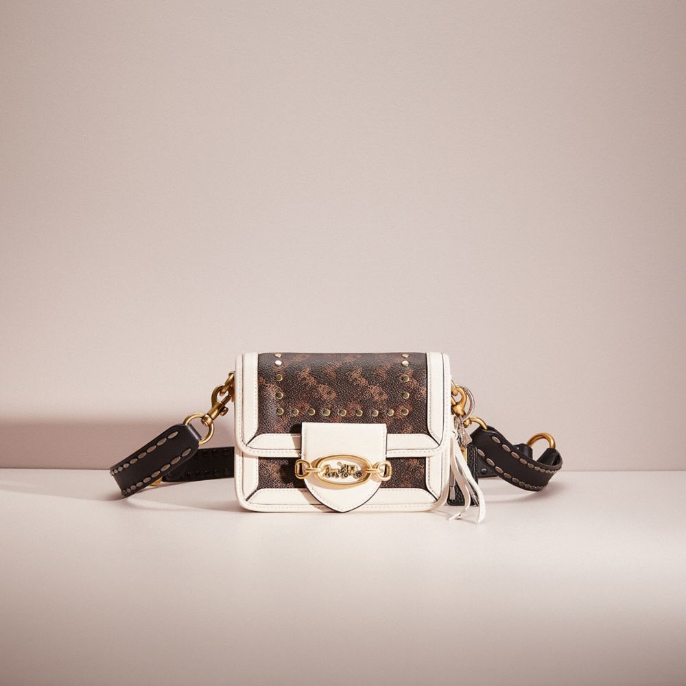 COACH CQ458 Upcrafted Hero Crossbody With Horse And Carriage Print Brass/Chalk Burnished Amber