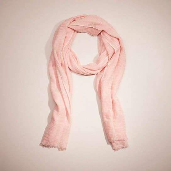 CQ471 - Restored Graphic Ditsy Print Waffle Oblong Scarf Pink/White