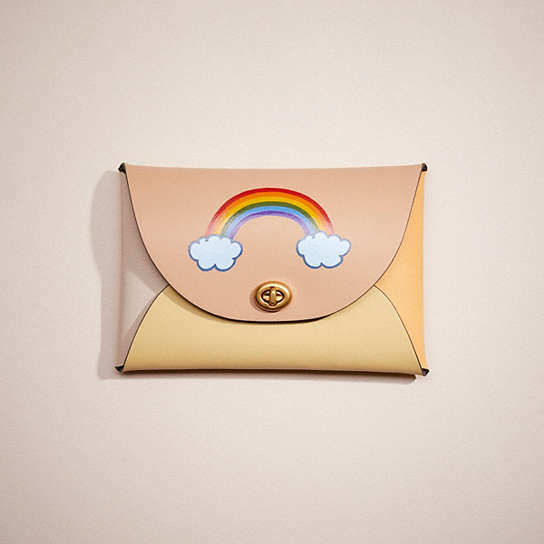 CQ554 - Remade Large Pouch With Rainbow Beige Multi