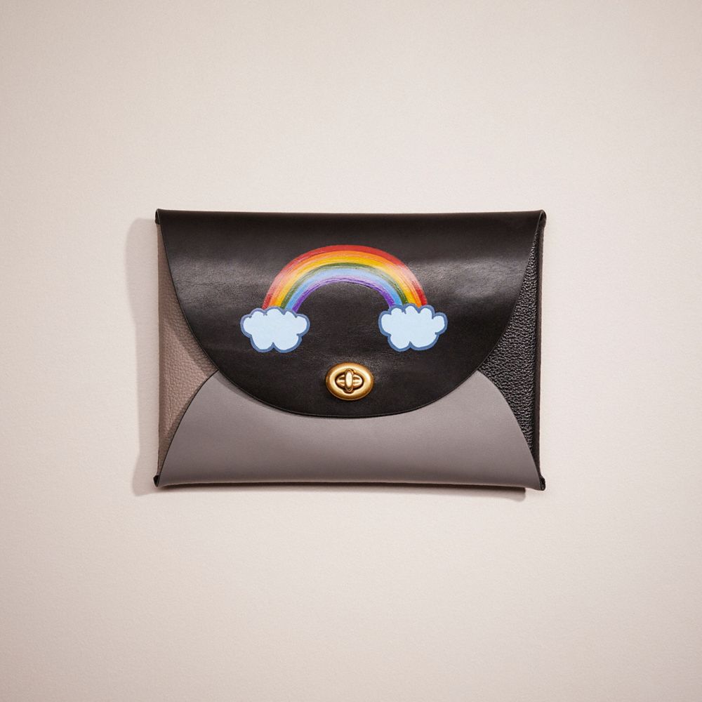COACH CQ554 Remade Large Pouch With Rainbow Black