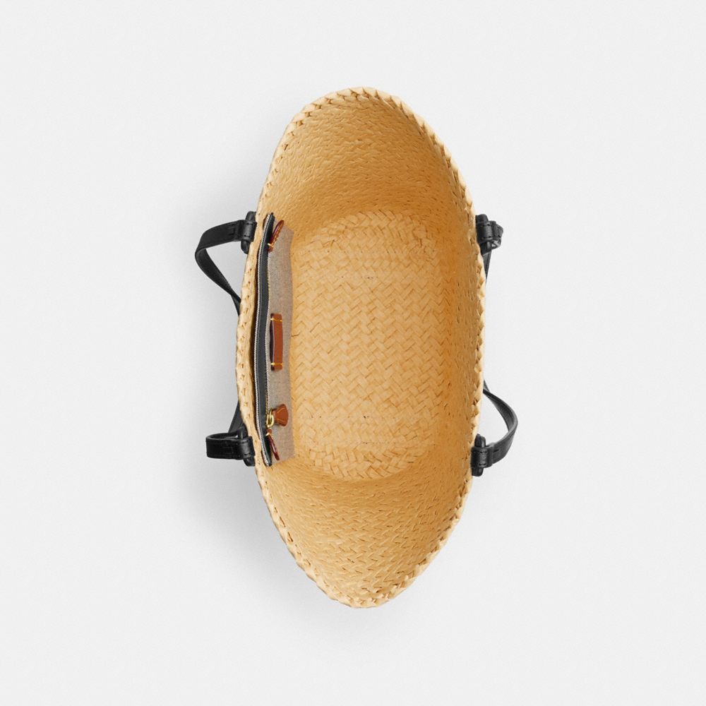 小型草編口袋托特手袋