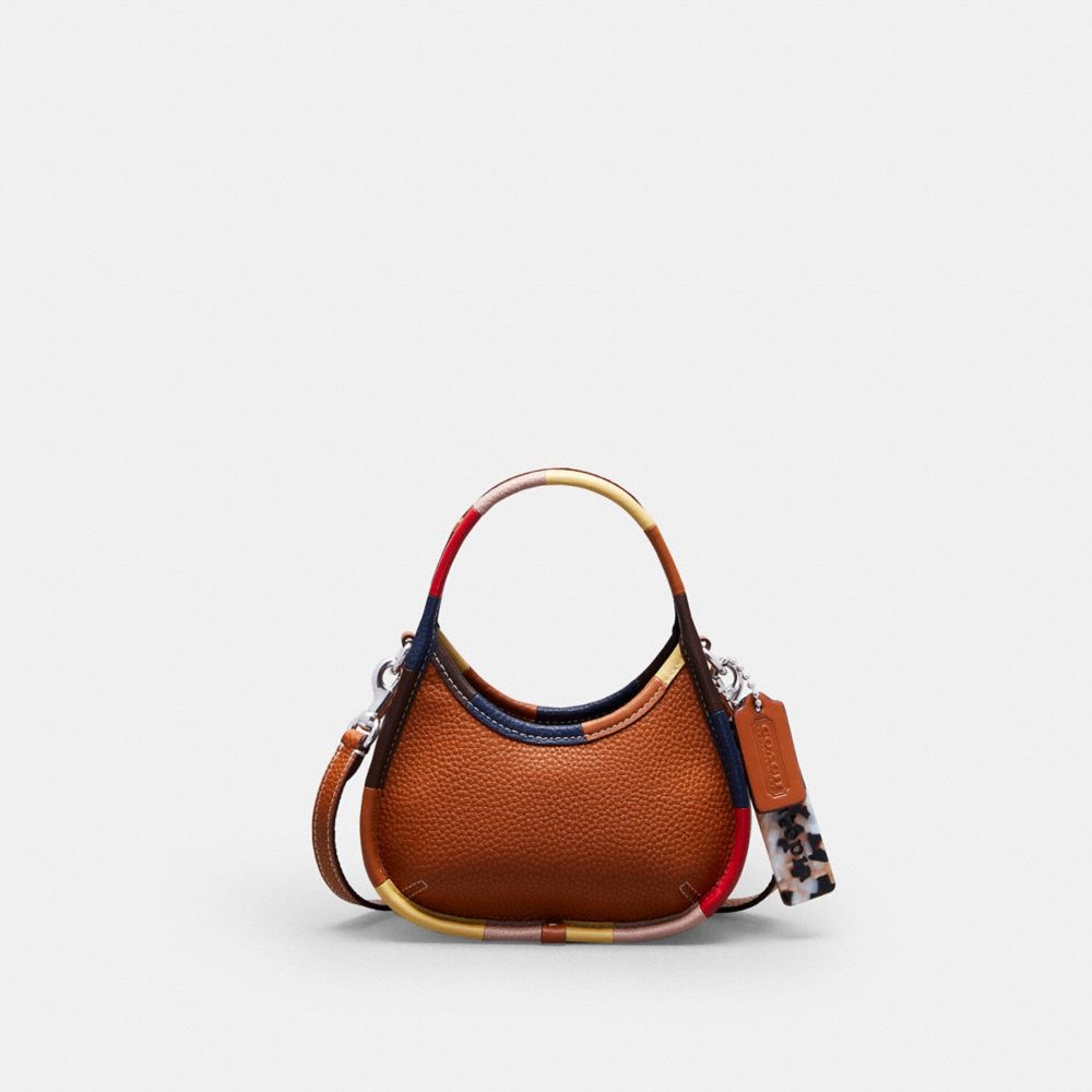 COACH CQ831 Mini Ergo Bag With Crossbody Strap In Coachtopia Leather With Upcrafted Scrap Binding BURNISHED AMBER MULTI