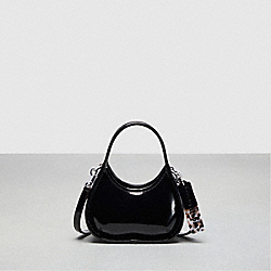 COACH CQ832 Mini Ergo Bag With Crossbody Strap In Crinkled Patent Leather BLACK