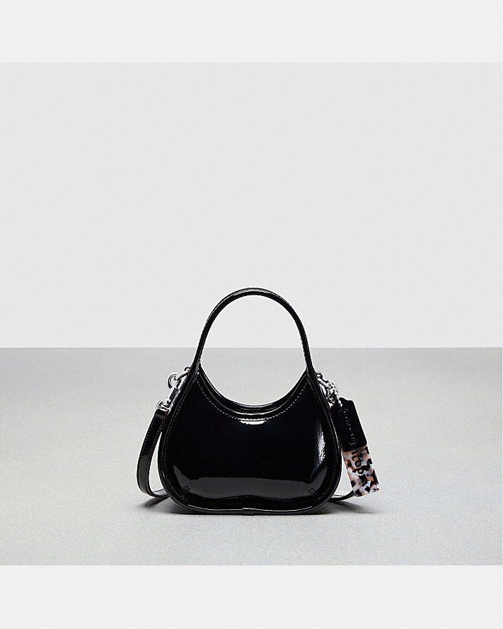 MINI ERGO BAG WITH CROSSBODY STRAP IN CRINKLED PATENT LEATHER