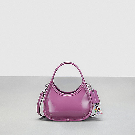 COACH CQ832 Mini Ergo Bag With Crossbody Strap In Crinkled Patent Leather Lilac Berry