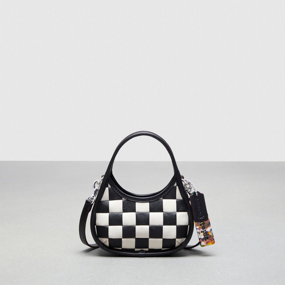 Mini Ergo Bag With Crossbody Strap In Checkerboard Upcrafted Leather - CQ845 - Black/Chalk